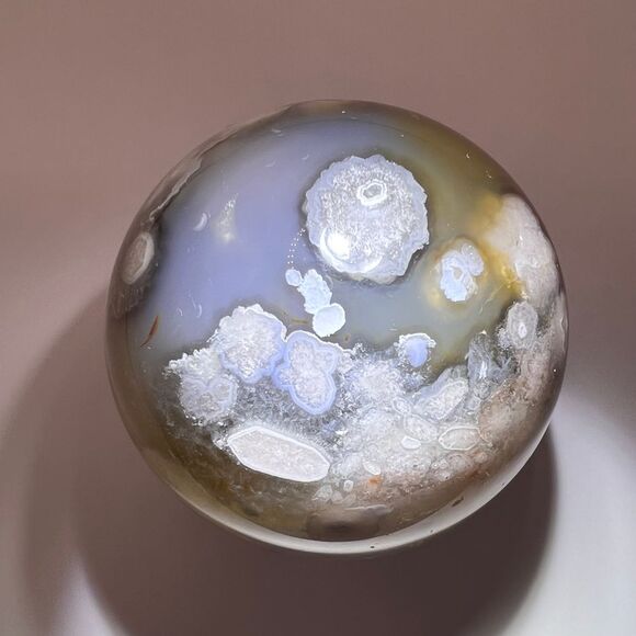 Black Flower Agate Sphere (2) - Picture 11 of 14